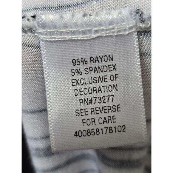 Candie's Blouse Top Women M White Black Striped Rayon Stretch V Neck Sleeveless - Picture 6 of 11